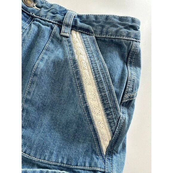Free People Sweet Surrender High Rise Lace Detail Denim Jean Shorts Sz 31 - Picture 5 of 8